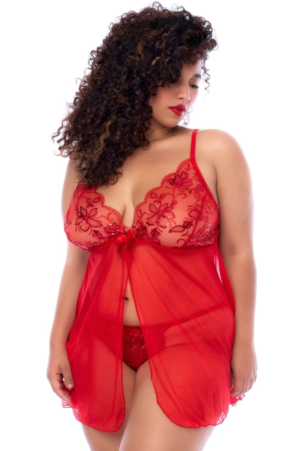 Nuisette scintillante rouge du S au 4XL - Nuisette - XL/2XL