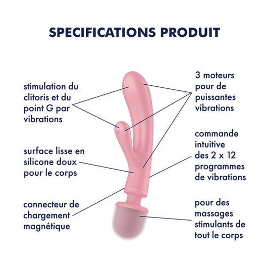 Vibromasseur 2 en 1 rose - Triple Lover - Jouet couple - 