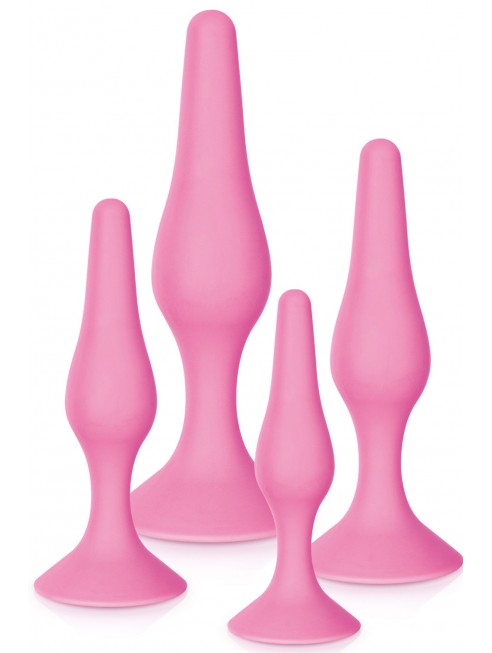 Coffret 4 plugs plaisir anal rose - Jolie Lune