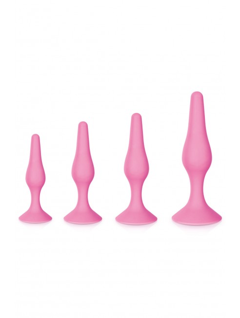 Coffret 4 plugs plaisir anal rose - Jolie Lune