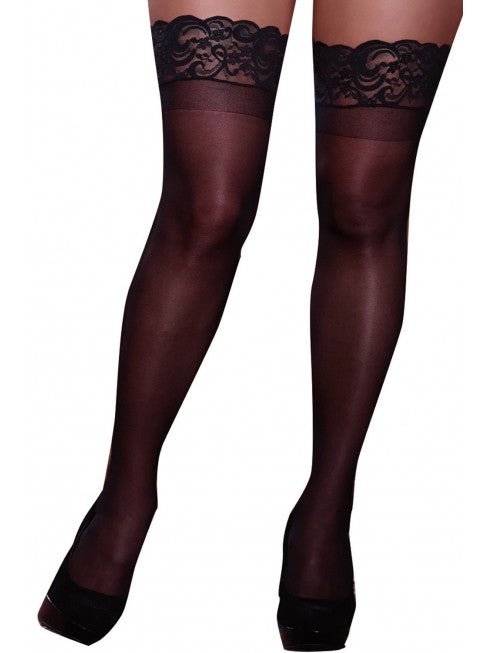 Bas en nylon Autofixants avec dentelle - Noir - Collants et bas - L ou +