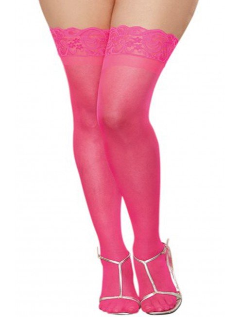 Bas en nylon Autofixants avec dentelle - Rose - Collants et bas - L ou +