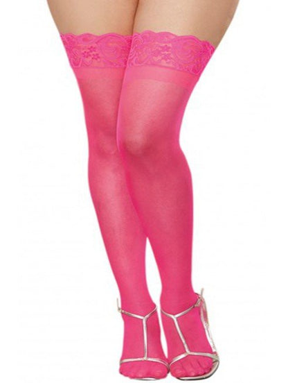 Bas en nylon Autofixants avec dentelle - Rose - Collants et bas - L ou +