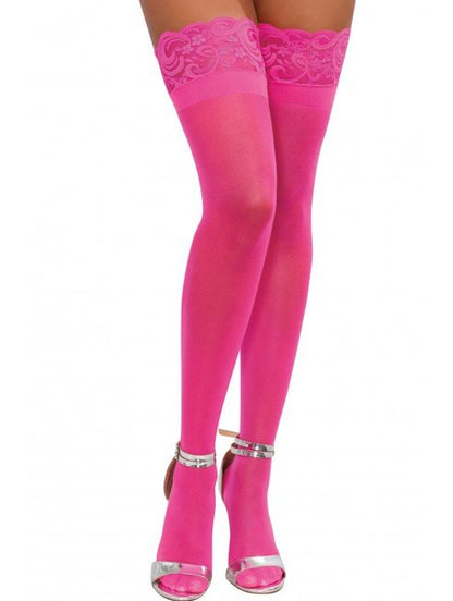 Bas en nylon Autofixants avec dentelle - Rose - Collants et bas - S - L