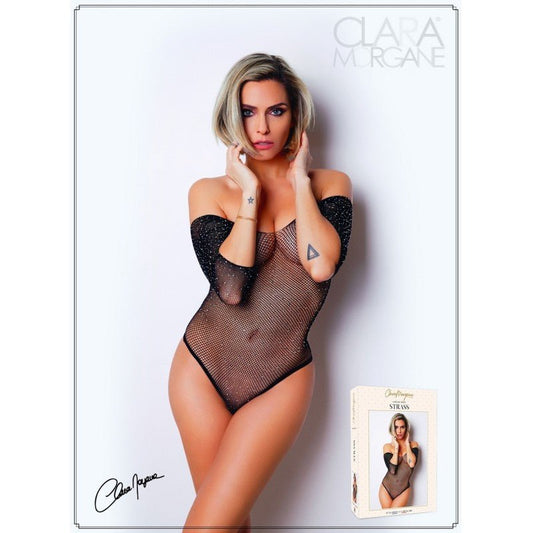 Body Noir Avec Manches 3/4 - Le Numéro 2 - Collection Strass - Body - Taille unique