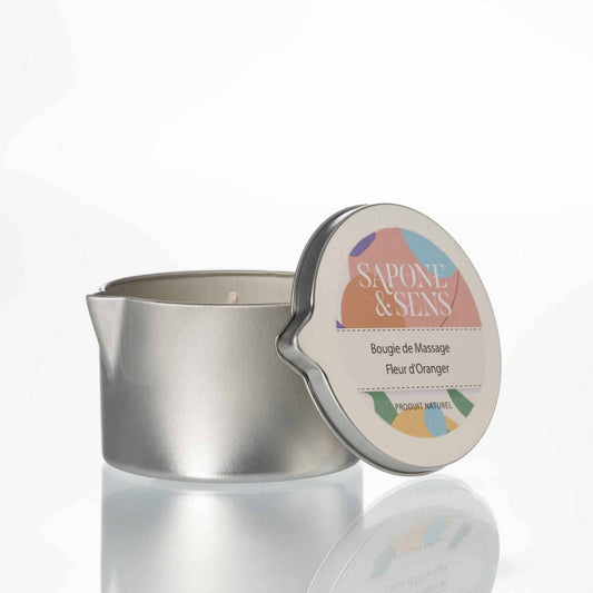 bougie de massage huile chauffante fleur d'oranger 