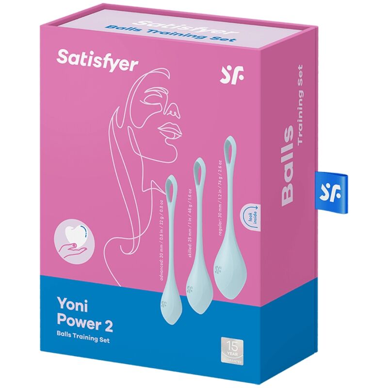 Boules de Geisha Satisfyer Yoni Power 2 - Set de 3 - Bleu - Jouet femme - 