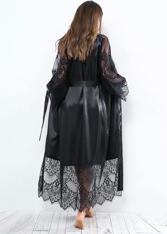 peignoir long sexy femme noir