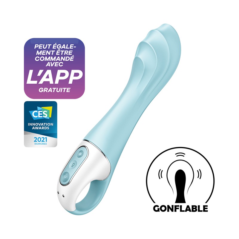 Vibromasseur Gonflant Bleu Air Pump Vibrator 5+ - Jolie Lune