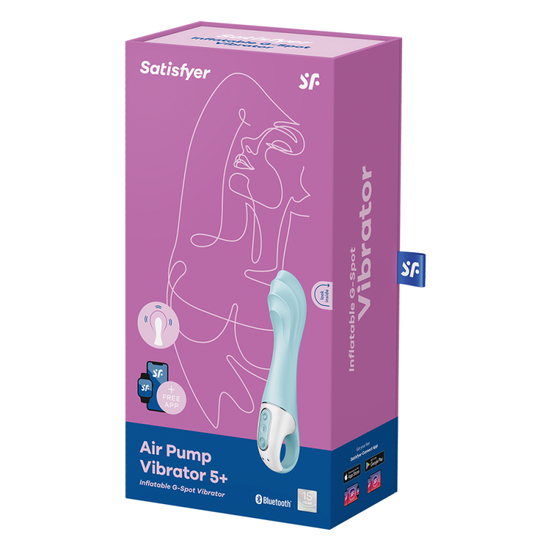 Vibromasseur Gonflant Bleu Air Pump Vibrator 5+ - Jolie Lune