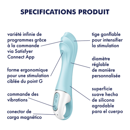 Vibromasseur Gonflant Bleu Air Pump Vibrator 5+ - Jolie Lune