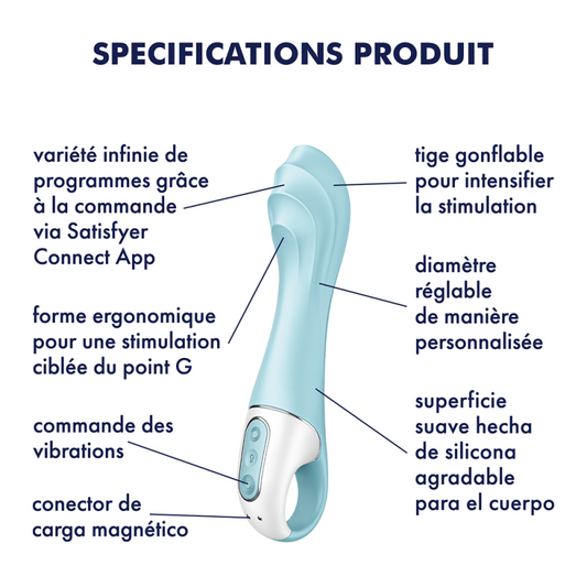 Vibromasseur Gonflant Bleu Air Pump Vibrator 5+ - Jolie Lune