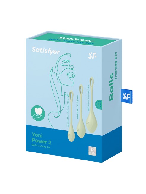 Boules de Geisha Satisfyer Yoni Power 2 - Set de 3 - Vert pastel - Jolie Lune
